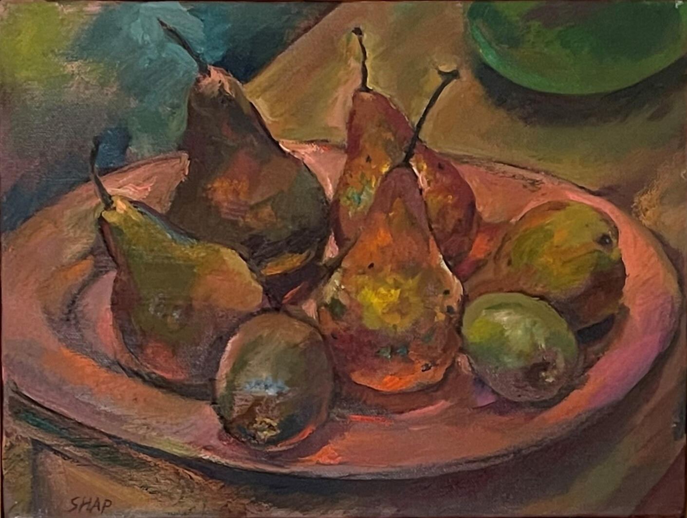 Pears on Pink, 12x9&quot;